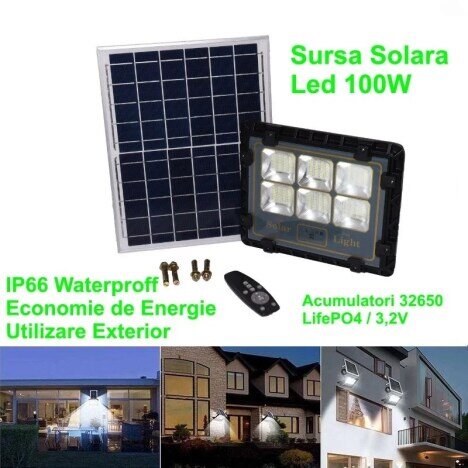 PROIECTOR LED 100W CU PANOU SOLAR